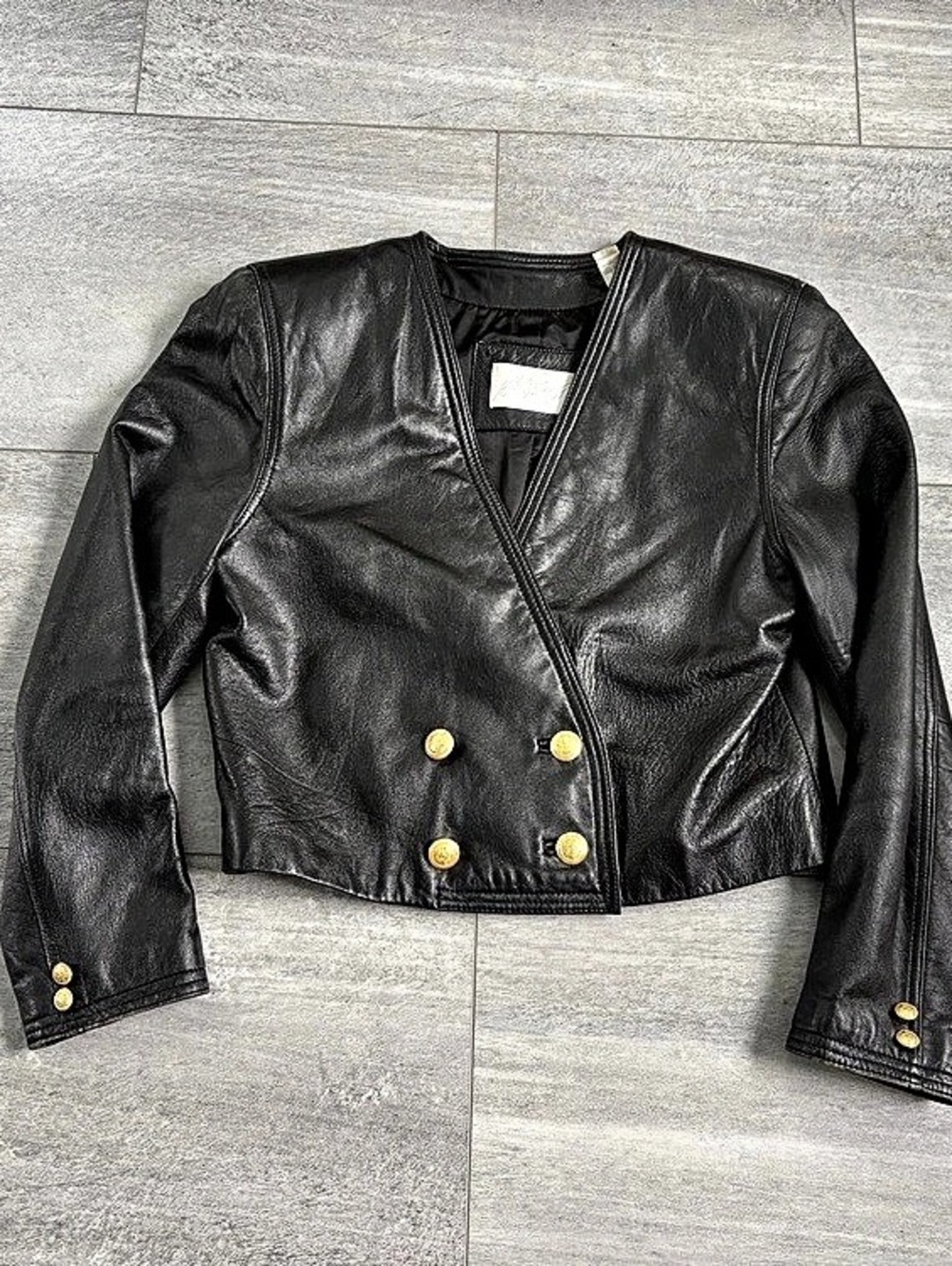 Lord and Taylor  Black Leather Cropped Jacket Size 6